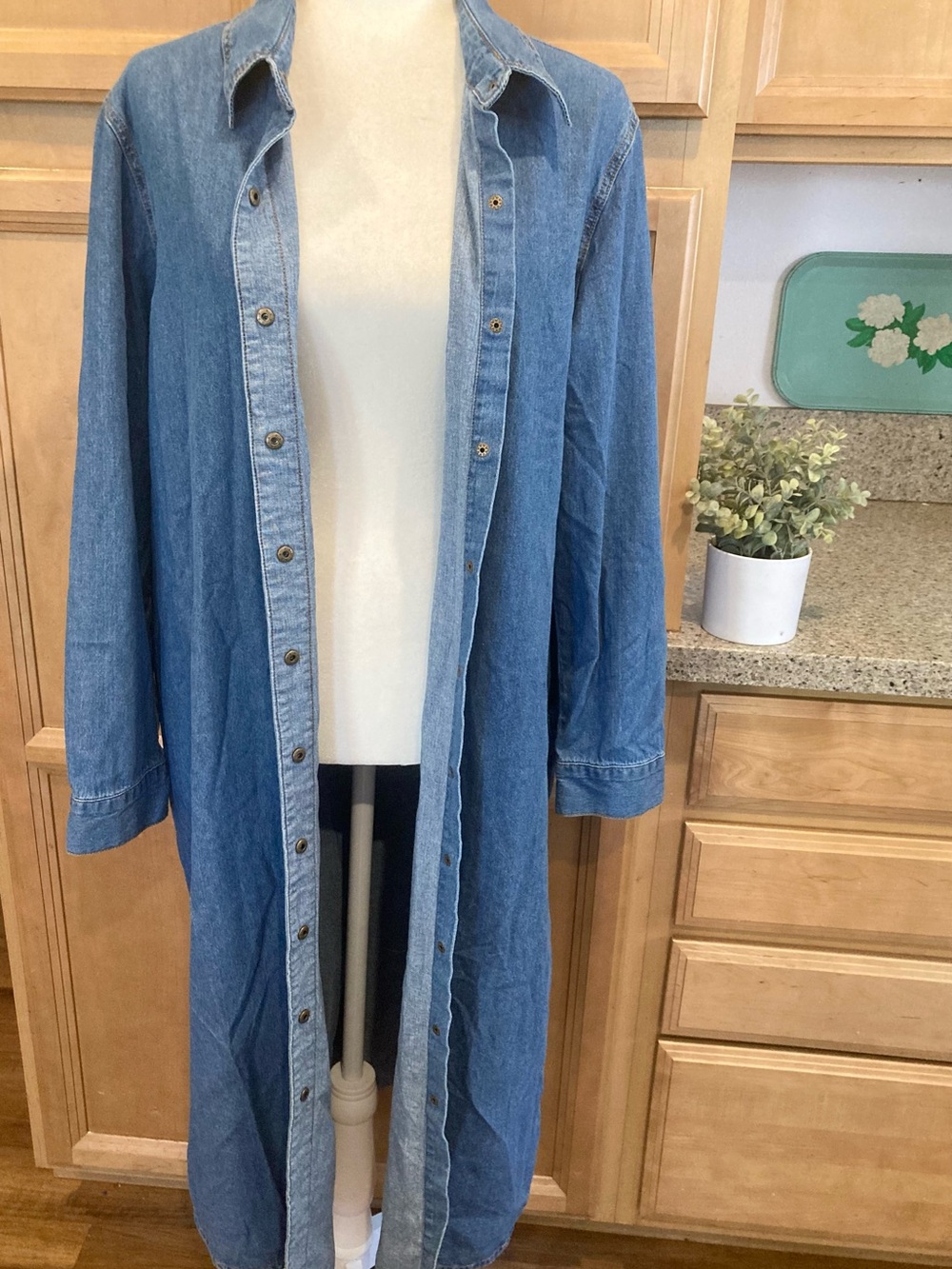 NorthStyle Denim 100% Button-Front Long Sleeve Dress - Picture 2 of 7